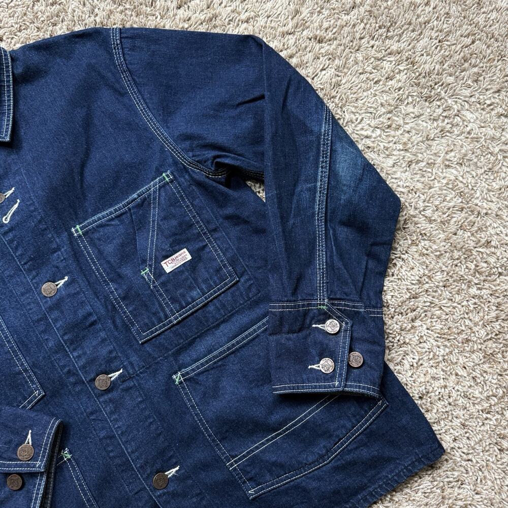 TCB Jeans Japan Stop Loss Blue Denim Jean Chore Jacket Button Men’s Size 38 / M - Picture 7 of 8